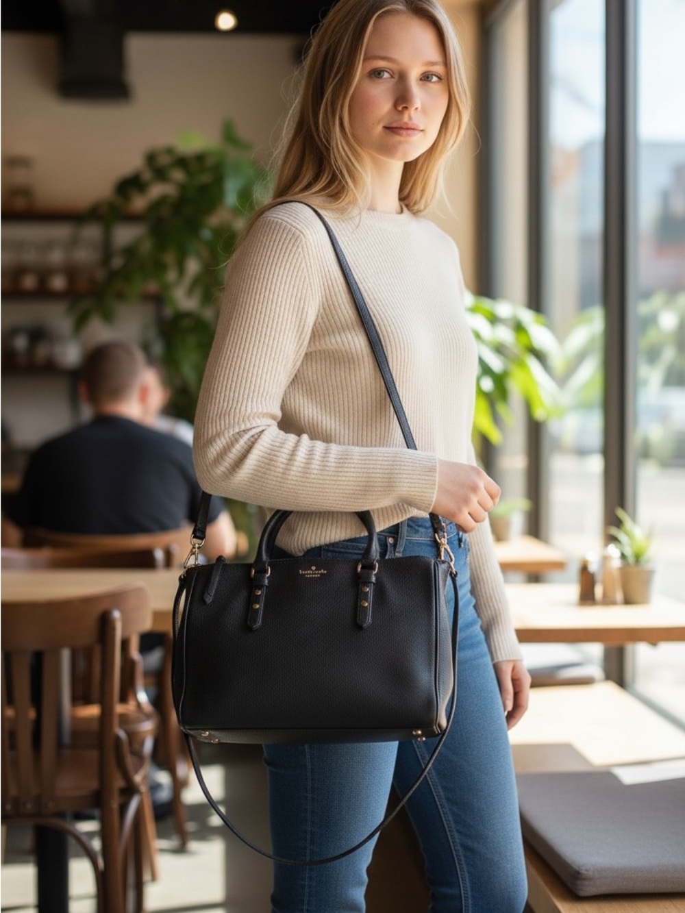 Kate Spade Patterson Drive Medium Maisie Satchel Black Leather